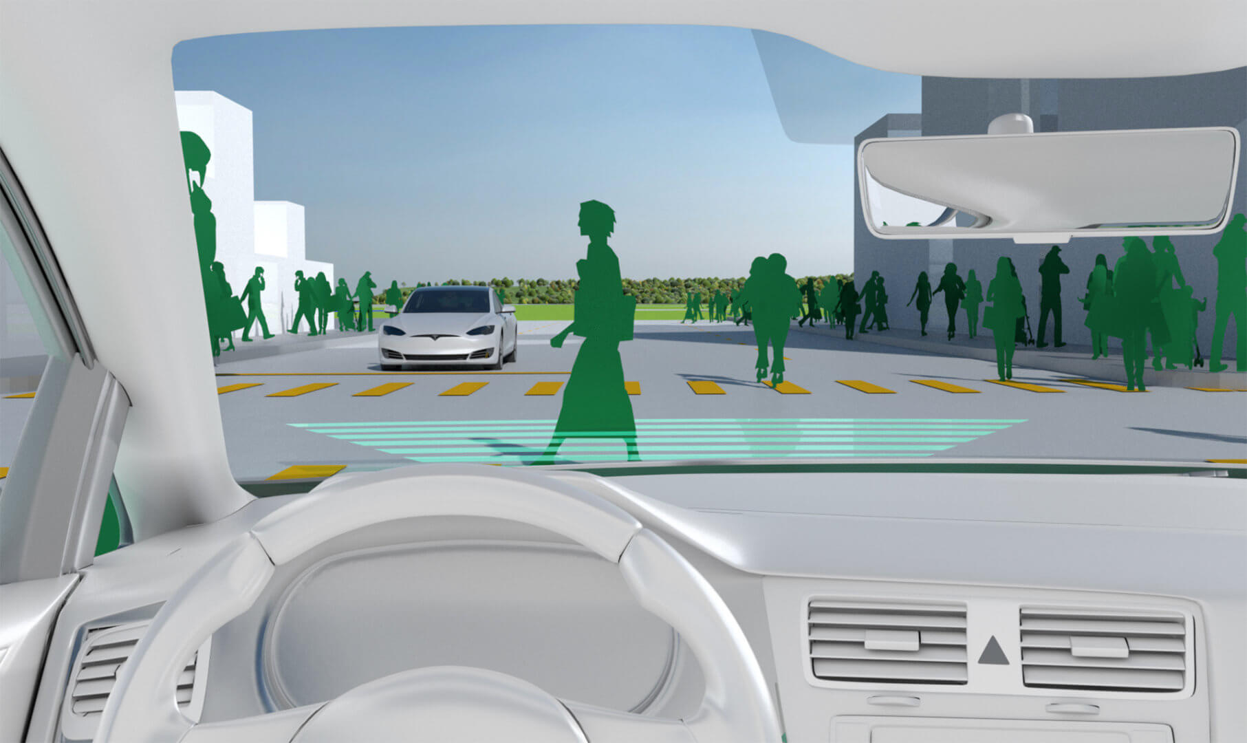 Bild einer Simulation im Rahmen der Entwicklung des autonomen Fahrens auf dem DEKRA Lausitzring